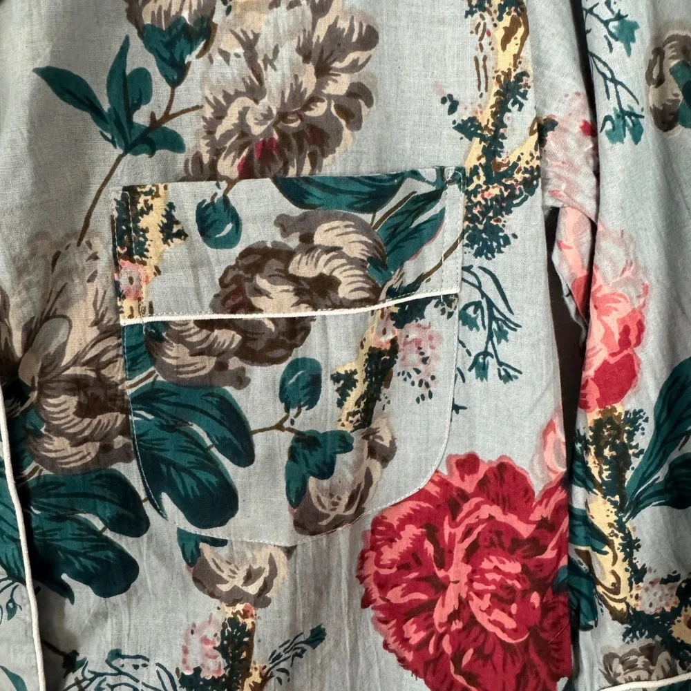 Lot of 2 Victoria Dunn Women's Cotton Sleep Shirt‎ Tropical Floral Print S